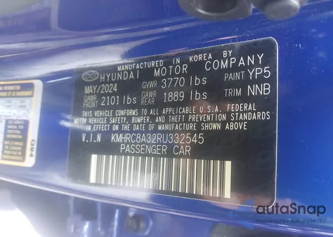 2024 Hyundai Venue Limited from USA, damaged, VIN KMHRC8A32RU332545